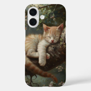 Kitten Sleeping in a Tree Vintage iPhone 16 Case