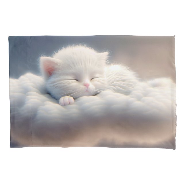 Kitten Sleeping On A Cloud Pillowcase (Front)
