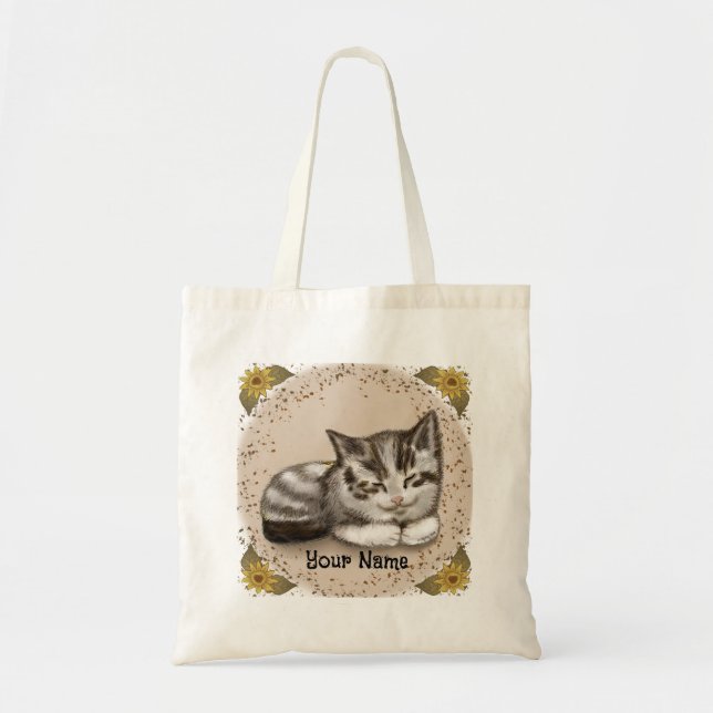 Kitten Sleeping tote bag (Front)