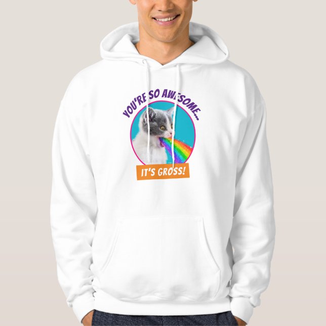 Kitten Spits Up Rainbow Hoodie (Front)