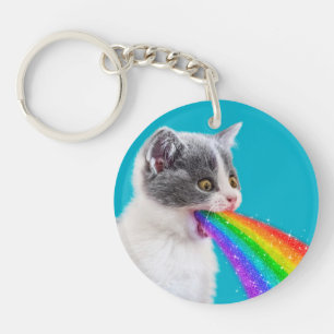 Kitten Spits Up Rainbow Key Ring