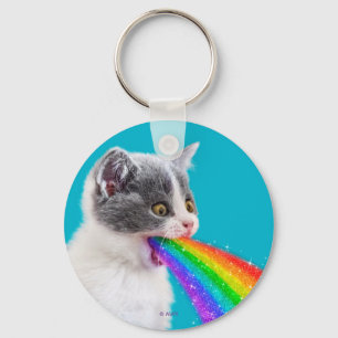 Kitten Spits Up Rainbow Key Ring