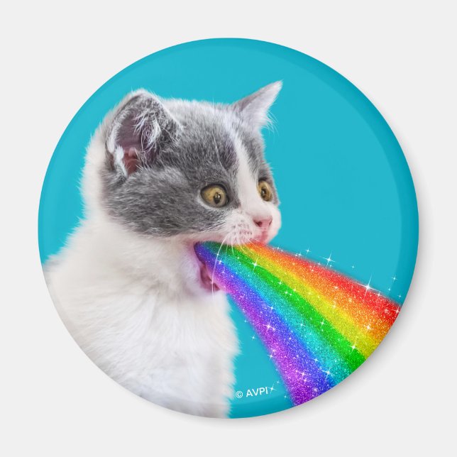 Kitten Spits Up Rainbow Magnet (Front)