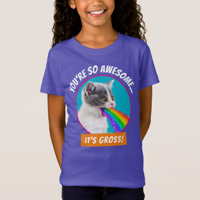 Kitten Spits Up Rainbow T-Shirt (Front)