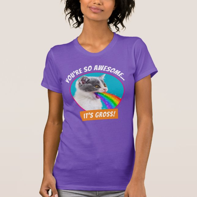 Kitten Spits Up Rainbow T-Shirt (Front)