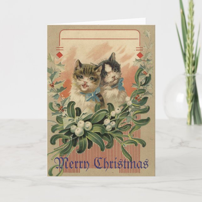 Kitten Victorian Christmas Card (Front)