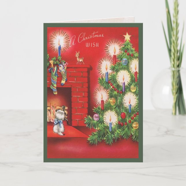 Kitten Waiting for Christmas Morning Card (Front)