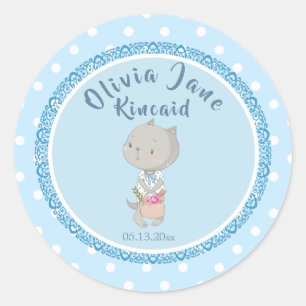 Kitten With A Basket Of Flowers Newborn Baby Classic Round Sticker
