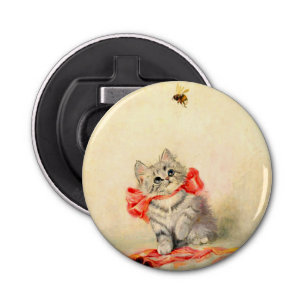 Kitten with a Red Ribbon Bottle Opener