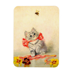 Kitten with a Red Ribbon Magnet