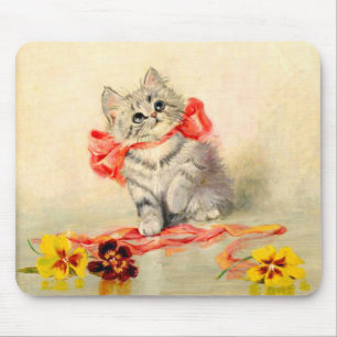 Kitten with a Red Ribbon Mouse Mat