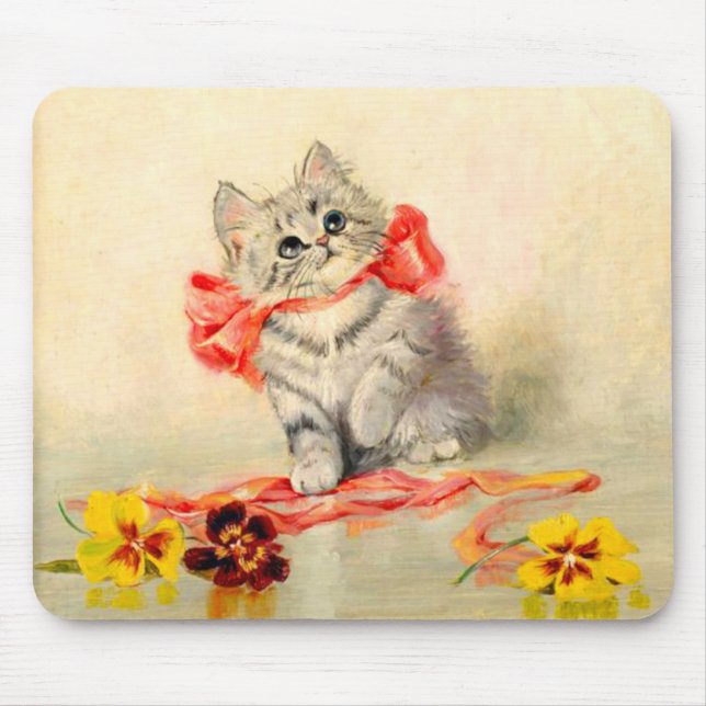 Kitten with a Red Ribbon Mouse Mat (Front)