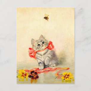Kitten with a Red Ribbon Postcard