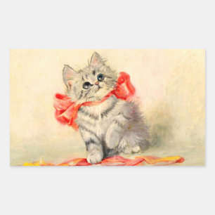 Kitten with a Red Ribbon Rectangular Sticker