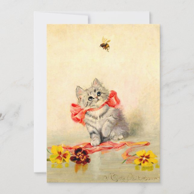 Kitten with a Red Ribbon Save The Date (Front)