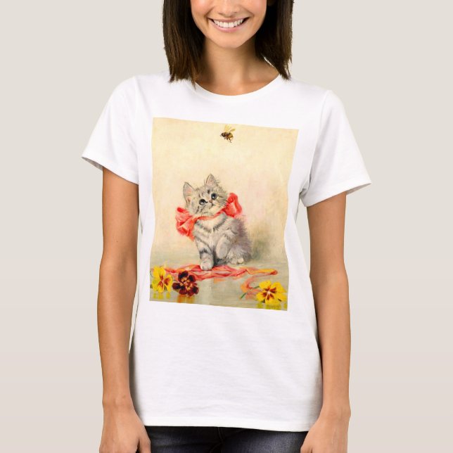 Kitten with a Red Ribbon T-Shirt (Front)