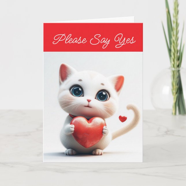 Kitten With Heart Valentine Holiday Card (Front)