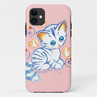 Kitten with Hearts & Swirls iPhone 11 Case