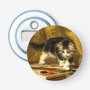 Kitten with Paint and Brushes Bottle Opener