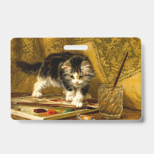 Kitten with Paint and Brushes ID Badge