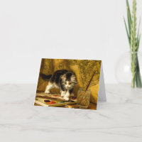 Kitten with Paint and Brushes