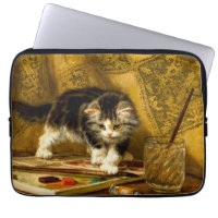 Kitten with Paint and Brushes