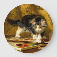 Kitten with Paint and Brushes