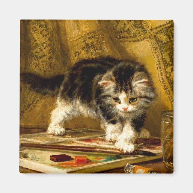 Kitten with Paint and Brushes Magnet (Front)