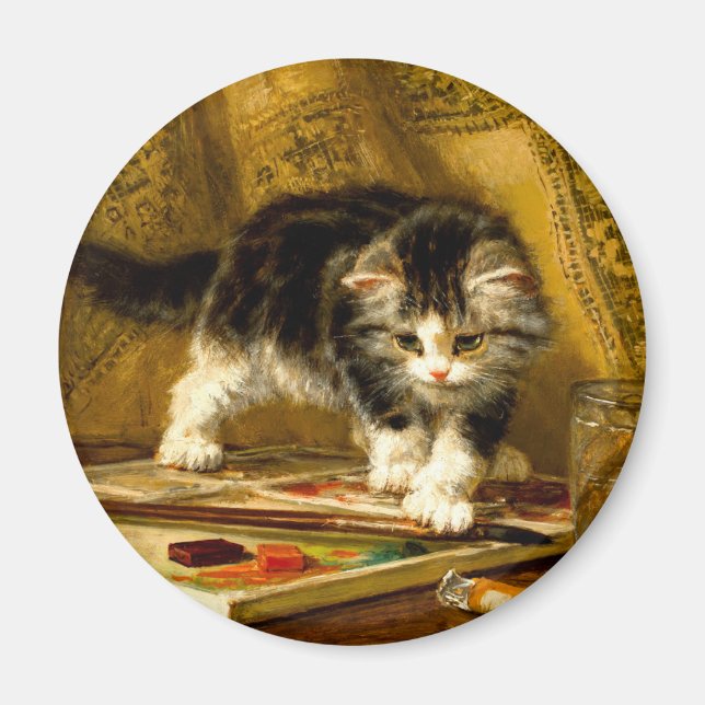 Kitten with Paint and Brushes Magnet (Front)