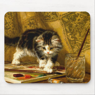 Kitten with Paint and Brushes Mouse Mat