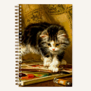 Kitten with Paint and Brushes Notebook
