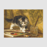Kitten with Paint and Brushes