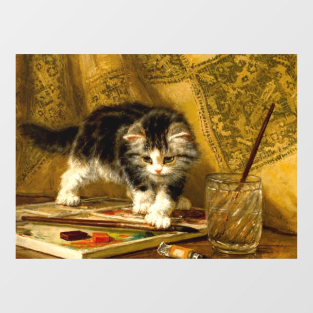 Kitten with Paint and Brushes Window Cling (Sheet)