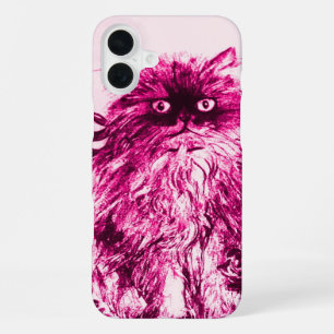 KITTEN WITH ROSES ,Pink Fuchsia White iPhone 16 Plus Case