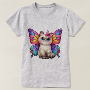 Kitten with Vibrant Butterfly Wings T-Shirt