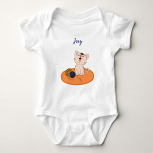 Kitten with Wool Ball Baby Bodysuit