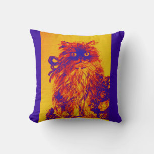 KITTEN WITH YELLOW BLUE ROSES CUSHION