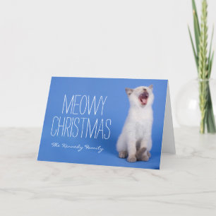 Kitten yawning holiday card