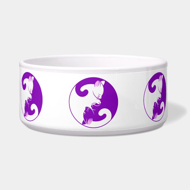 kitten yin yang cat food bowl  (Front)