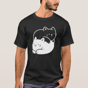 Kitten Yin Yang Symbol Cute Cat Yoga Buddhist Blac T-Shirt