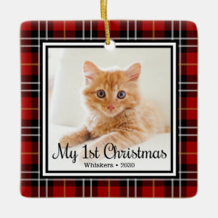 Kitten's 1st Christmas 2 Photo Ceramic Ornament