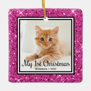 Kitten's 1st Christmas 2 Photo Ceramic Ornament
