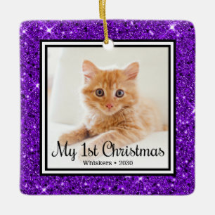 Kitten's 1st Christmas 2 Photo Ceramic Ornament
