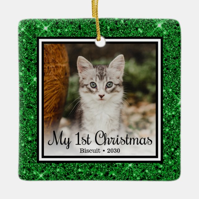 Kitten's 1st Christmas Ceramic Ornament (Front)