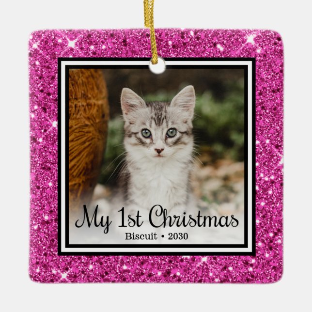 Kitten's 1st Christmas Ceramic Ornament (Front)