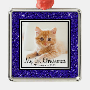 Kitten's 1st Christmas Photo Metal Tree Decoration
