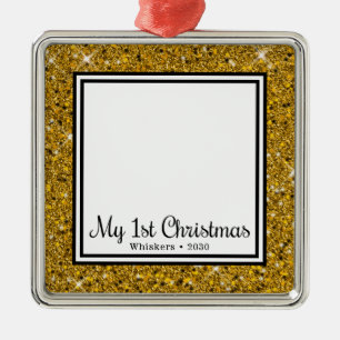 Kitten's 1st Christmas Photo Metal Tree Decoration