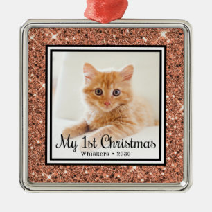 Kitten's 1st Christmas Photo Metal Tree Decoration