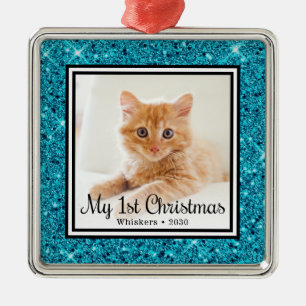 Kitten's 1st Christmas Photo Metal Tree Decoration