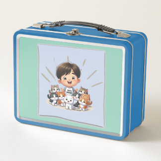 KITTENS AND BOY METAL LUNCH BOX
